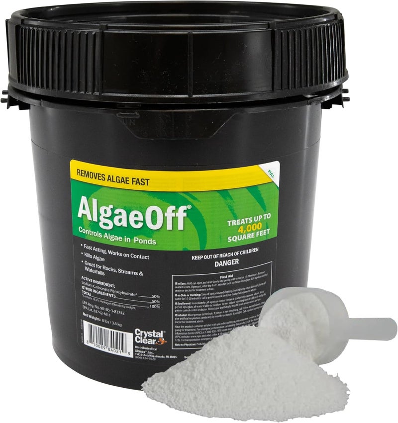 Crystal Clear AlgaeOff Pond & Water Garden Scum Cleaner, Waterfall & Rock Slime Remover, String Algae Killer, Green Stain Treatment, EPA Registered Algaecide, Plant, Koi Fish, Bird & Pet Safe, 8 lbs - Image 1